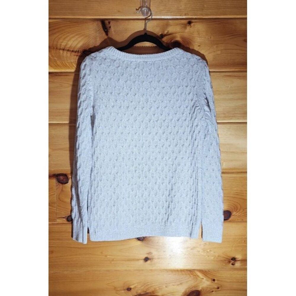 Old Navy Sweater Women’s Size Medium Heather Gray Cable Knit Pullover Classic - Picture 2 of 7